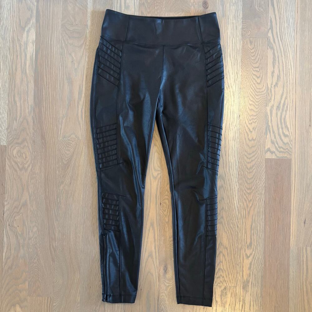 Athleta Delancey Gleam Moto Tights Leggings Black Ankle Zip Womens Size Medium - Picture 4 of 9